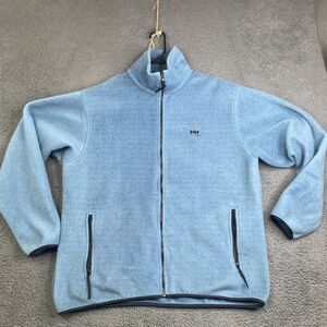 Helly Hansen Jacket Mens Large Blue Full Zip Fleece Outdoors Pockets Polyester